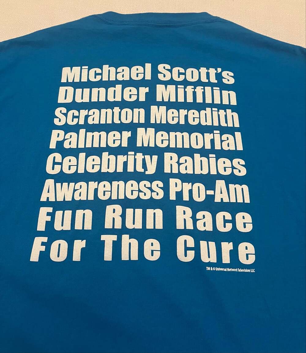 The Office Dunder Mifflin Michael Scott Fun Run Mens M Blue Halloween costume